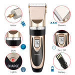 US/EU Plug Rechargeable Electrical Pet Clipper Professional Grooming Kit - Go Pug